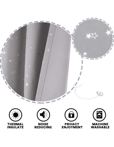 Cortinas Blackout PrinceDeco 2 Paneles Estrellas Brillantes