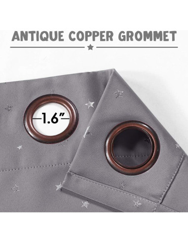 Cortinas Blackout PrinceDeco 2 Paneles Estrellas Grises