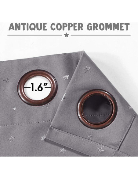 Cortinas Blackout PrinceDeco 2 Paneles Estrellas Grises