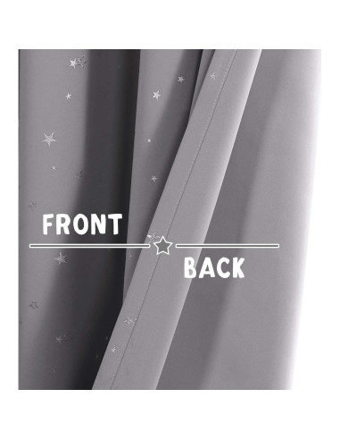 Cortinas Blackout PrinceDeco 2 Paneles Estrellas Grises