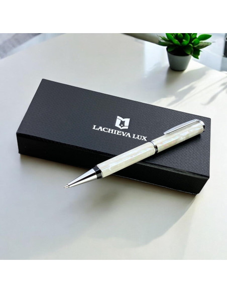 Bolígrafo de lujo LACHIEVA LUX de madreperla blanca con recarga P900M