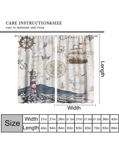 Cortinas Náuticas AAVEUP 70x160 cm Blackout Art Deco