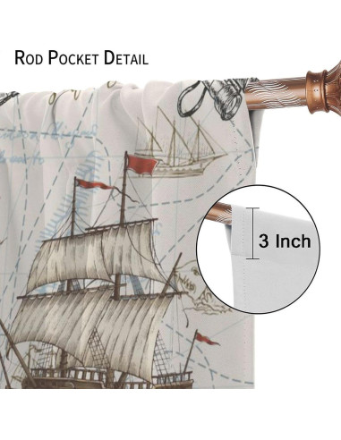 Cortinas Náuticas AAVEUP 70x160 cm Blackout Art Deco