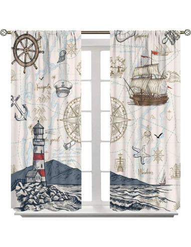 Cortinas Náuticas AAVEUP 70x160 cm Blackout Art Deco