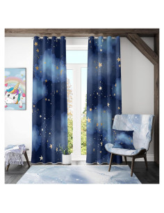 Cortinas Opacas Llylumty Estrelladas 53.5x160cm Juego 2