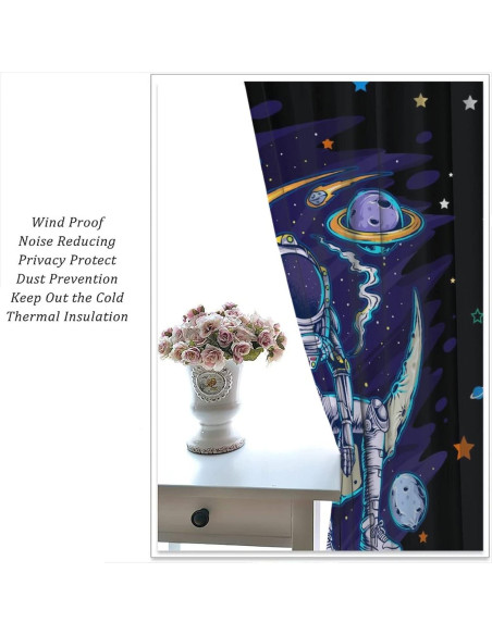 Cortinas de Astronauta Llylumty 2 Paneles 53.5x114cm