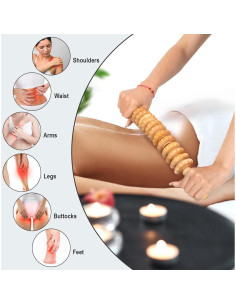 Rodillo de Masaje de Madera KintKita 42.7 cm Anti-Celulitis 2