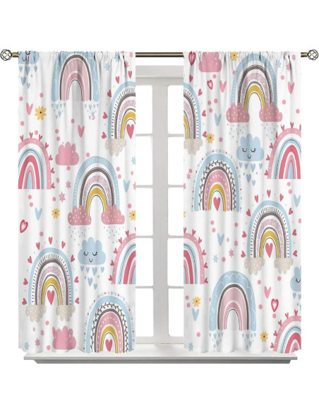 Cortinas Boho Arcoíris 2 Paneles 21x63 para Niños