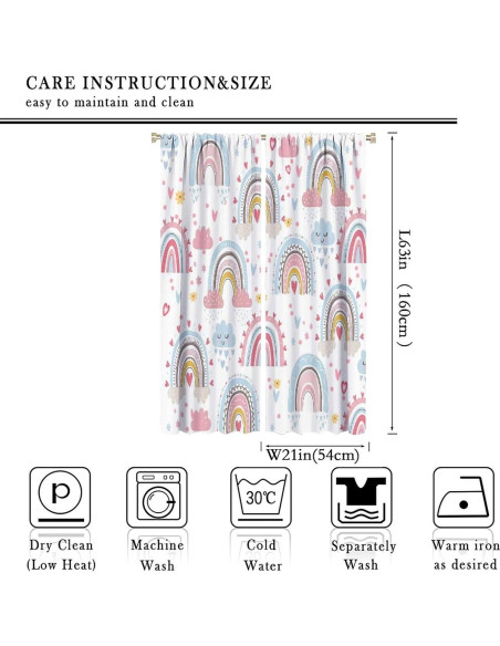 Cortinas Boho Arcoíris 2 Paneles 21x63 para Niños