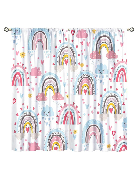 Cortinas Blackout Boho Arcoíris 2 Paneles 54x53 cm Estrellas