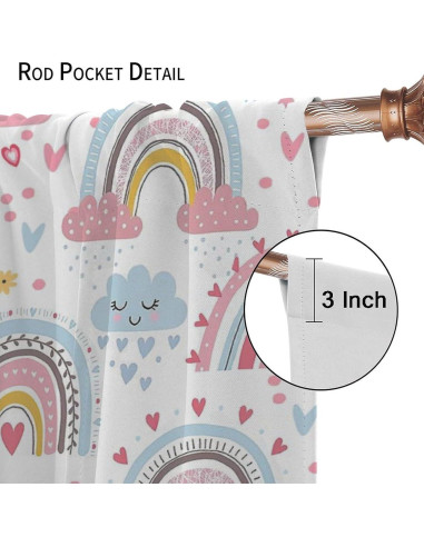 Cortinas Boho Arcoíris 2 Paneles 21x63 para Niños