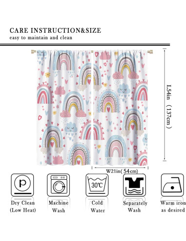 Cortinas Blackout Boho Arcoíris 2 Paneles 54x53 cm Estrellas