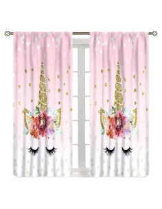 Cortinas de Unicornio SXXLDNG 2 Paneles Rosa 53x160 cm