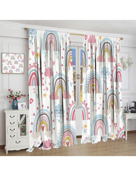 Cortinas Blackout Boho Arcoíris 2 Paneles 54x53 cm Estrellas