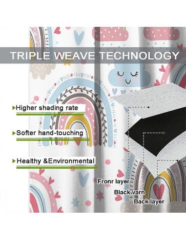 Cortinas Blackout Boho Arcoíris 2 Paneles 54x53 cm Estrellas