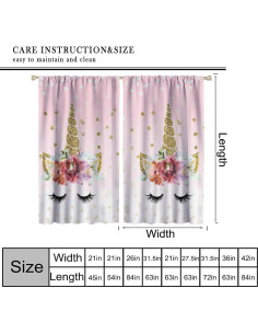 Cortinas de Unicornio SXXLDNG 2 Paneles Rosa Estrellas 2