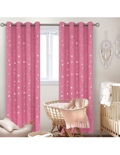 Cortinas Opacas BGment Rosa 52x84 cm Estrellas y Luna 2