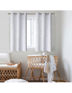 Cortinas Opacas BGment 42x54 Estrellas y Luna Gris Claro 2