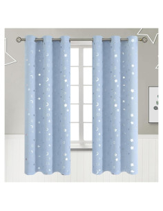 Cortinas Opacas BGment 42x72 Estrellas y Luna Azul Spa