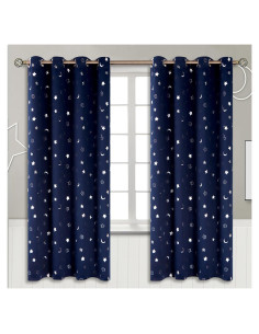 Cortinas Opacas BGment 2 Paneles 52x183 cm Estrellas Luna