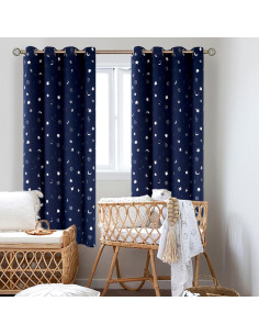 Cortinas Opacas BGment 2 Paneles 52x183 cm Estrellas Luna 2
