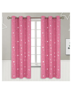 Cortinas Opacas BGment Rosa 42x72 cm Estrellas y Luna