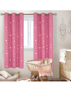Cortinas Opacas BGment Rosa 42x72 cm Estrellas y Luna 2