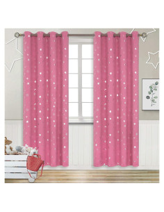 Cortinas Opacas BGment Rosa 52x72 cm con Estrellas y Luna