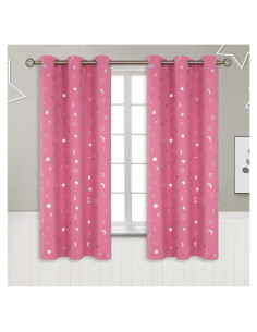 Cortinas Opacas BGment Rosa 2 Paneles 160x106 cm Estrellas