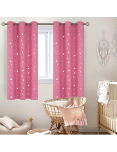 Cortinas Opacas BGment Rosa 2 Paneles 160x106 cm Estrellas 2