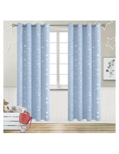 Cortinas Opacas BGment 52x84 Estrellas y Luna Azul Spa