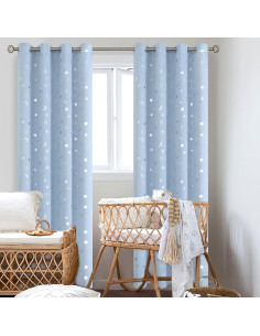 Cortinas Opacas BGment 52x84 Estrellas y Luna Azul Spa 2