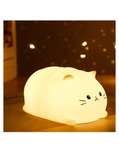 Lámpara de Noche Gato ZKLiLi LED Recargable 7 Colores