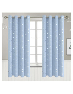Cortinas Opacas BGment 52x72 Estrellas y Luna Azul Spa