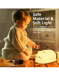 Lámpara de Noche Gato ZKLiLi LED Recargable 7 Colores 2