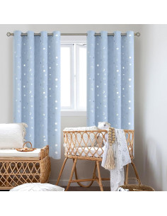 Cortinas Opacas BGment 52x72 Estrellas y Luna Azul Spa 2