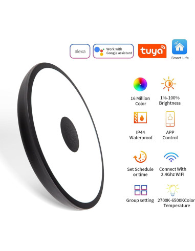 Lámpara de Techo LED ASALL 18W con Altavoz Bluetooth RGB