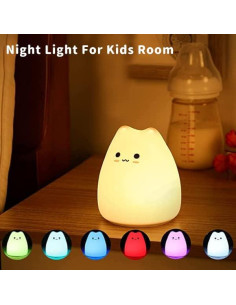Luz Nocturna ZKLiLi Gato LED Silicona Táctil 9x8.9 cm 2