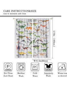 Cortinas de Dinosaurios ShiTingYu 2 Paneles 160x180cm 2