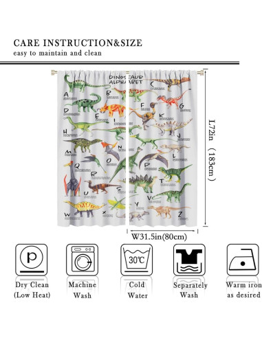 Cortinas de Dinosaurios ShiTingYu 2 Paneles 160x180cm