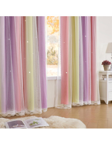 Cortina Opaca Rosa XiDi 52x72 cm con Estrellas