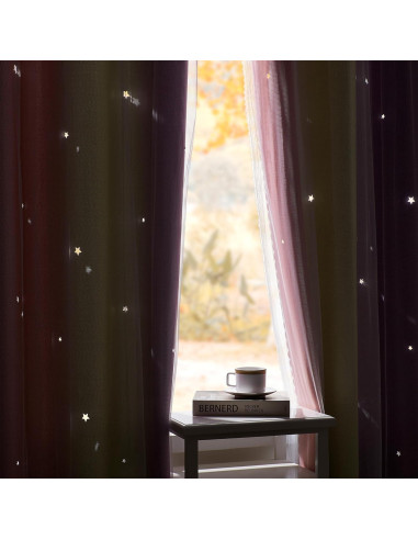 Cortina Opaca Rosa XiDi 52x72 cm con Estrellas