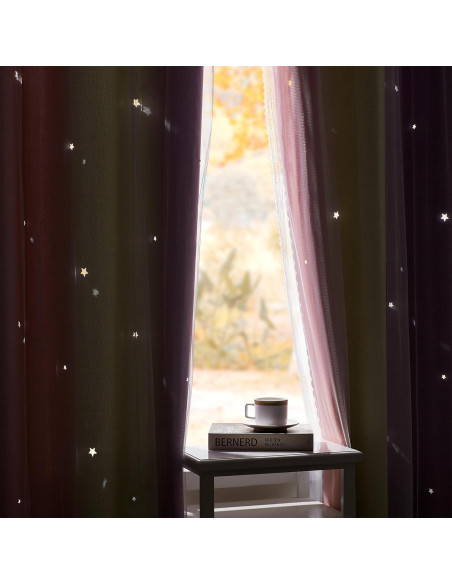Cortina Opaca Rosa XiDi 52x72 cm con Estrellas