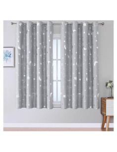 Cortinas Opacas Grises WUBODTI 132.1x114.3 cm 2 Paneles Estrellas