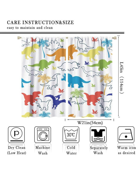 Cortinas para Niños ShiTingYu Dinosaurio 53x114 cm 2 Paneles