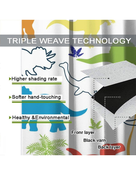 Cortinas para Niños ShiTingYu Dinosaurio 53x114 cm 2 Paneles