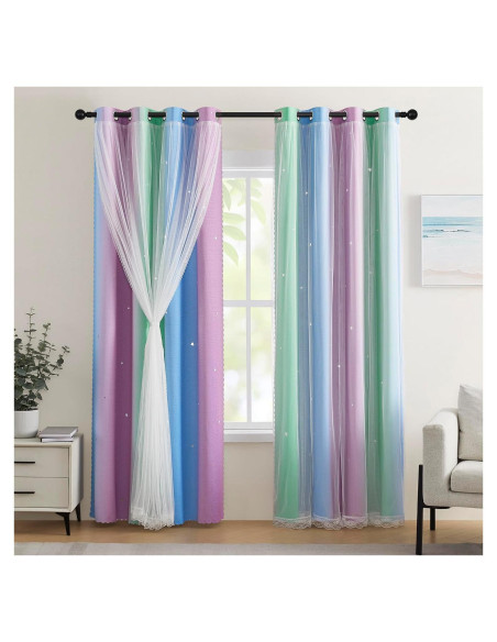 Cortina Opaca XiDi Arcoíris 132x182 cm para Niños