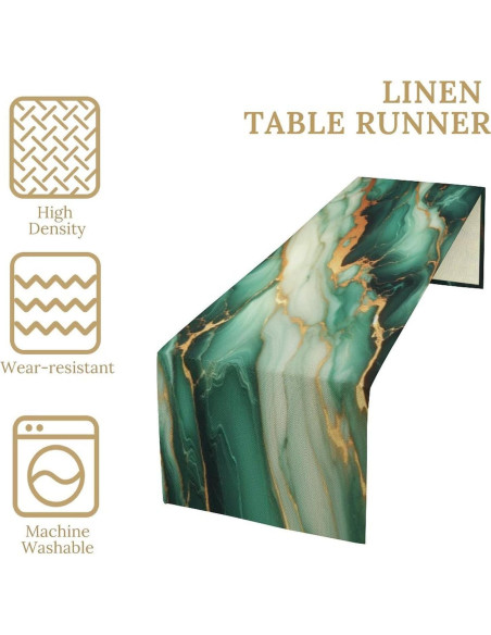 Camino de Mesa Verde Oscuro Estilo Mármol 33x152 cm