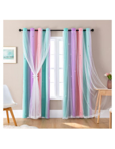 Cortina Opaca XiDi Arcoíris para Niñas 34x72 Rosa Verde