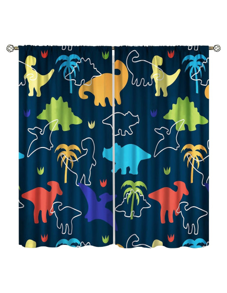 Cortinas Opacas de Dinosaurios ShiTingYu 2 Piezas 107x214 cm